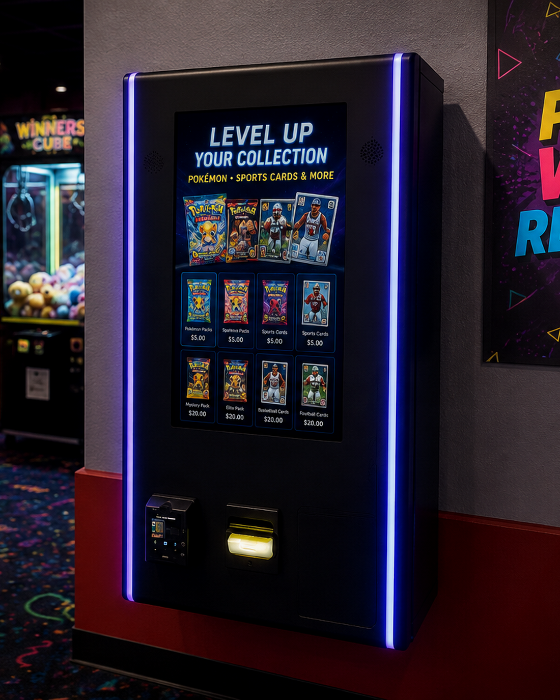 A KYRO machine on the wall of an arcade.